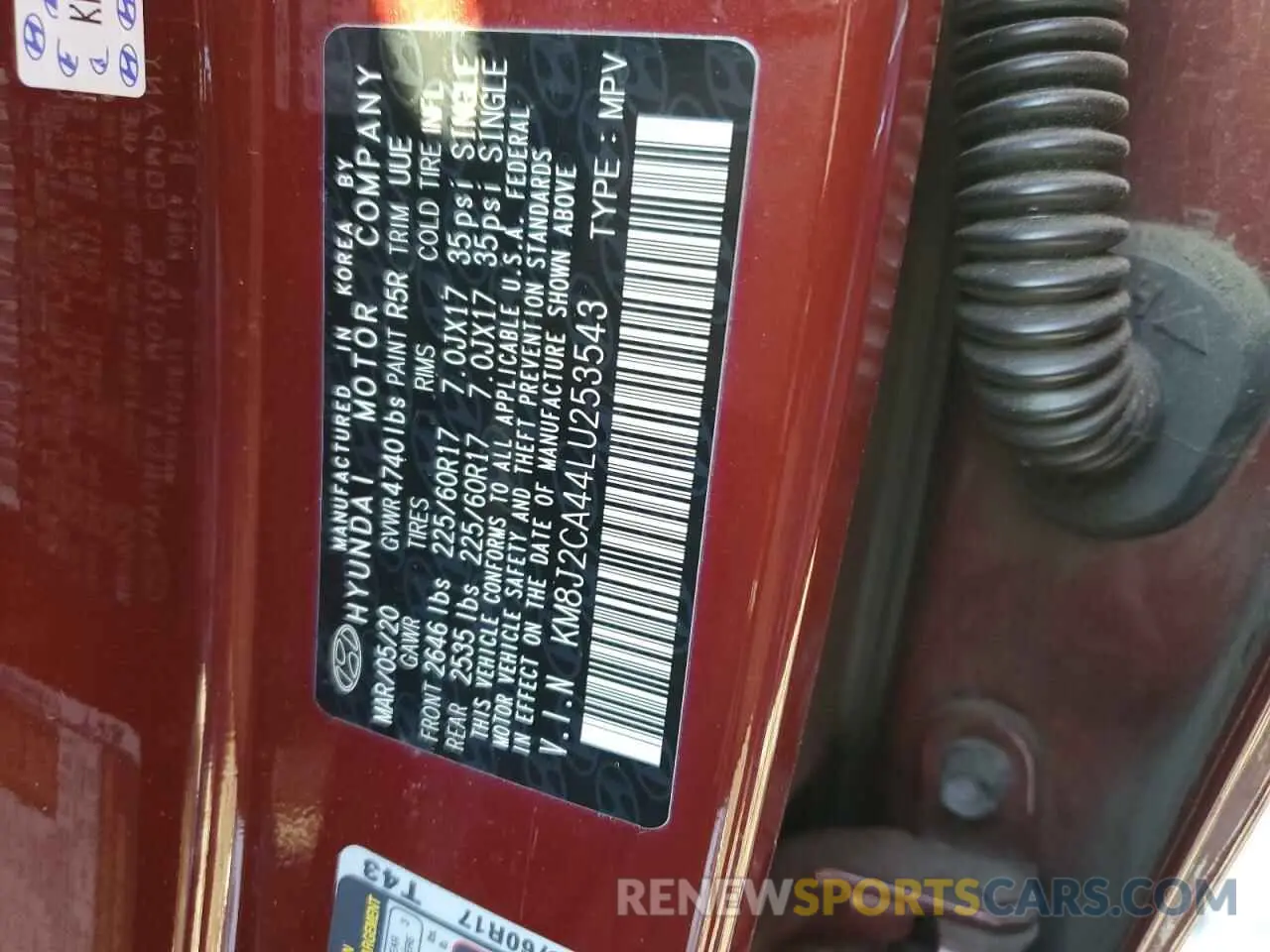 14 Photograph of a damaged car KM8J2CA44LU253543 HYUNDAI TUCSON 2020