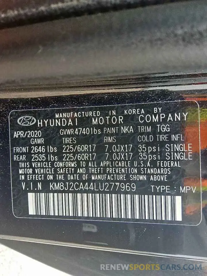 13 Photograph of a damaged car KM8J2CA44LU277969 HYUNDAI TUCSON 2020