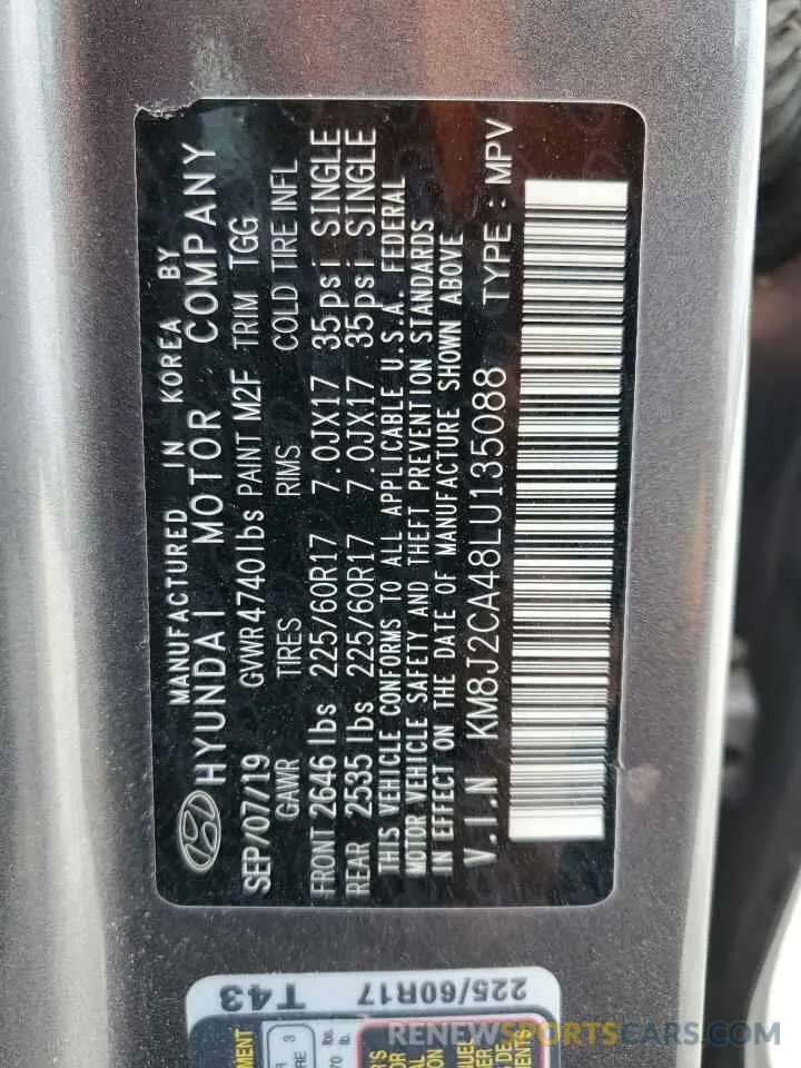 15 Photograph of a damaged car KM8J2CA48LU135088 HYUNDAI TUCSON 2020