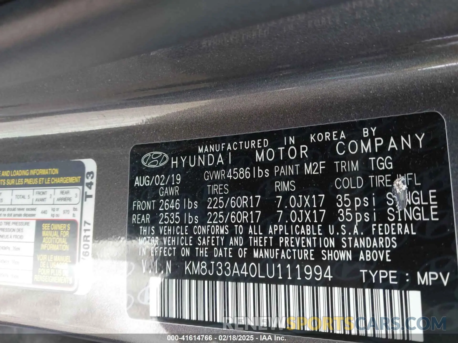 9 Photograph of a damaged car KM8J33A40LU111994 HYUNDAI TUCSON 2020