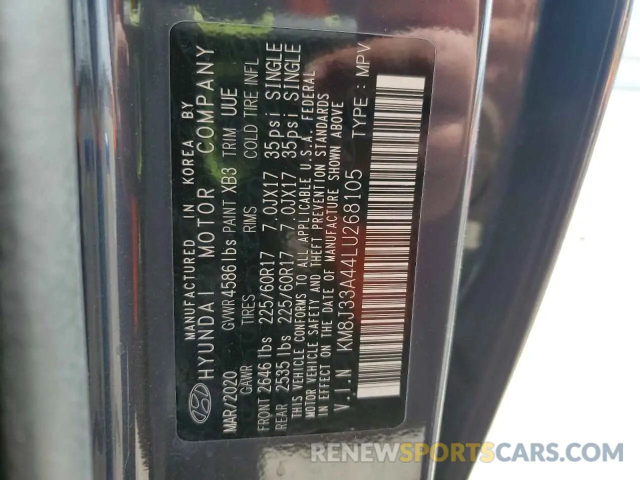 14 Photograph of a damaged car KM8J33A44LU268105 HYUNDAI TUCSON 2020