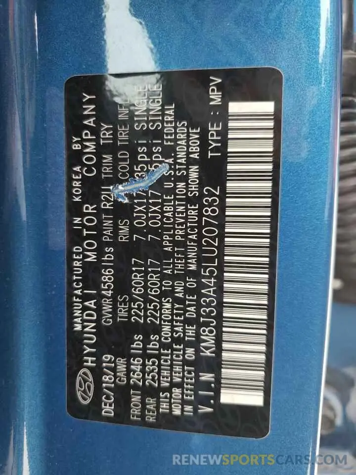 14 Фотография поврежденного автомобиля KM8J33A45LU207832 HYUNDAI TUCSON 2020