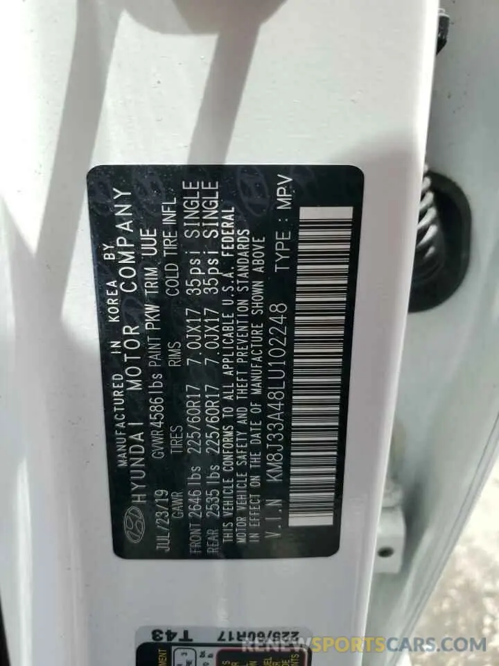 14 Photograph of a damaged car KM8J33A48LU102248 HYUNDAI TUCSON 2020