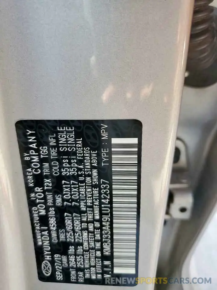 13 Фотография поврежденного автомобиля KM8J33A49LU142337 HYUNDAI TUCSON 2020