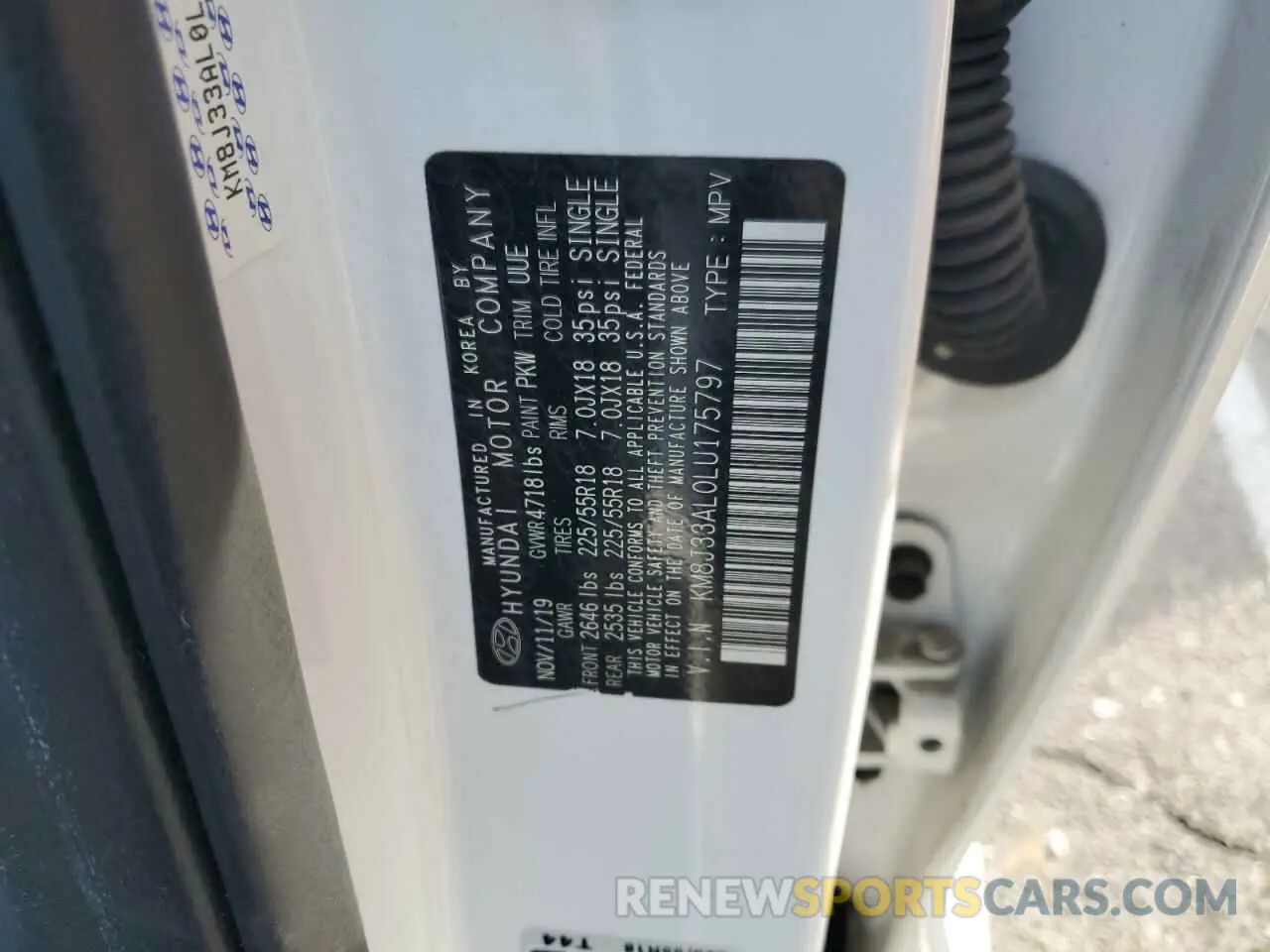13 Photograph of a damaged car KM8J33AL0LU175797 HYUNDAI TUCSON 2020