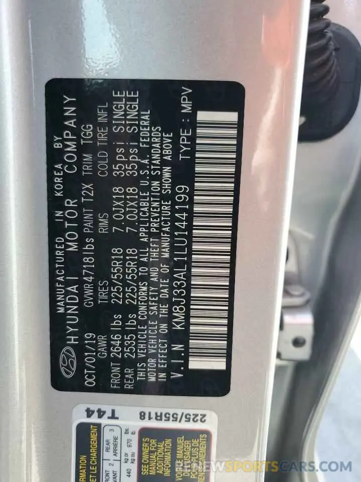 14 Фотография поврежденного автомобиля KM8J33AL1LU144199 HYUNDAI TUCSON 2020