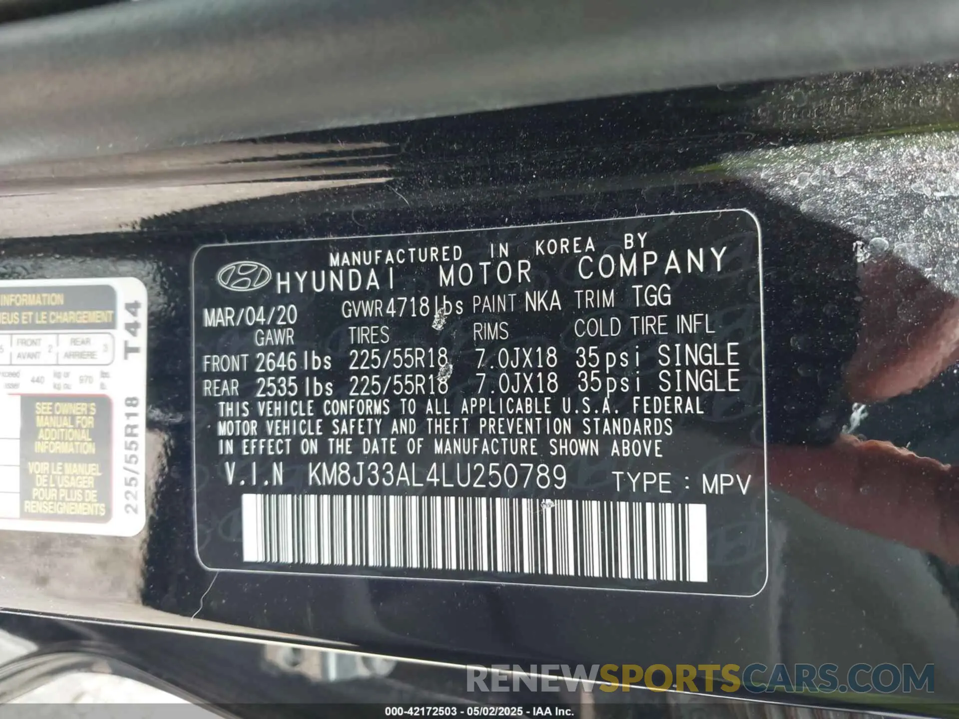 9 Фотография поврежденного автомобиля KM8J33AL4LU250789 HYUNDAI TUCSON 2020