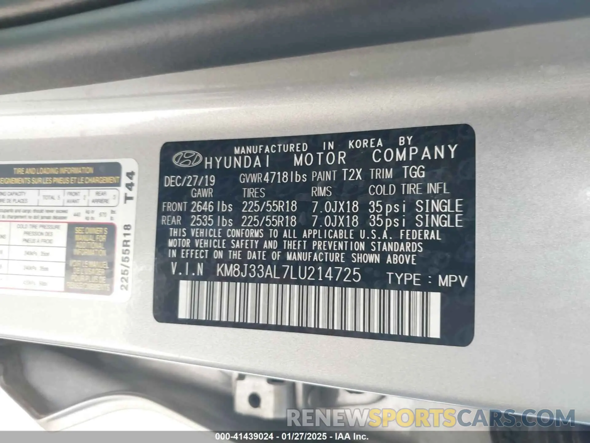 9 Фотография поврежденного автомобиля KM8J33AL7LU214725 HYUNDAI TUCSON 2020