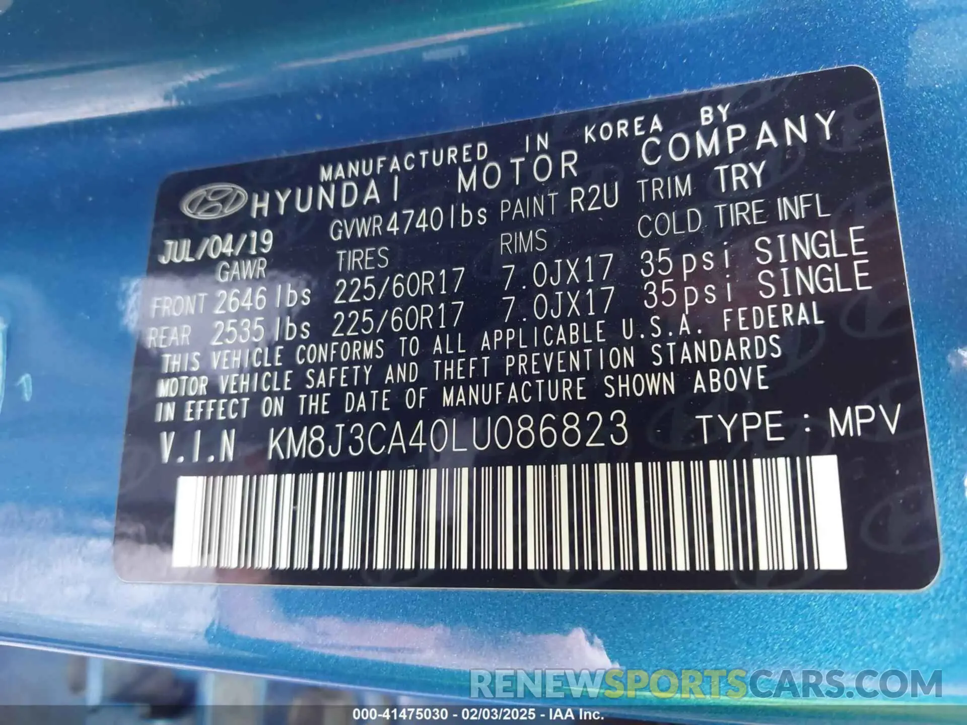 9 Фотография поврежденного автомобиля KM8J3CA40LU086823 HYUNDAI TUCSON 2020