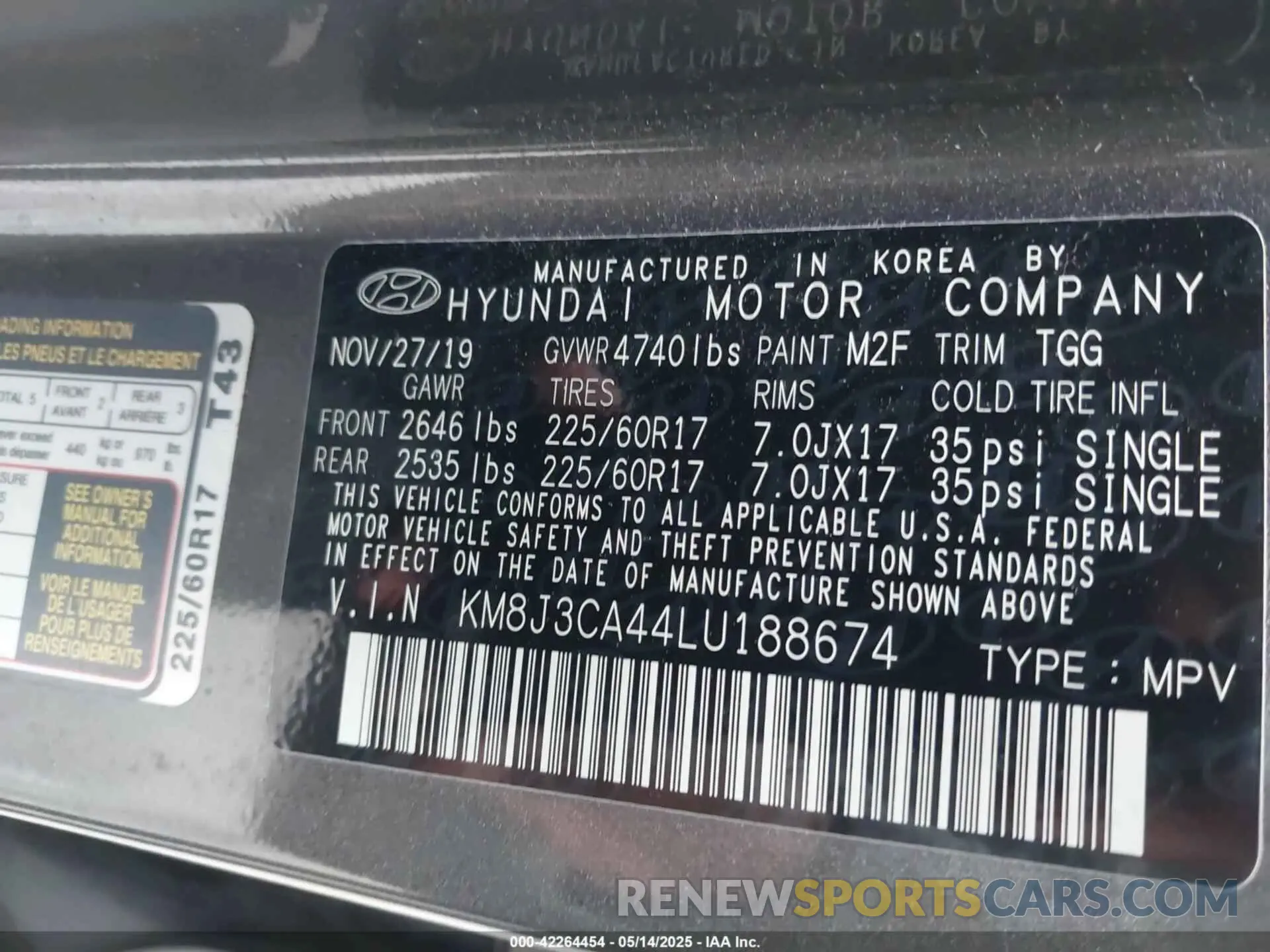 9 Photograph of a damaged car KM8J3CA44LU188674 HYUNDAI TUCSON 2020