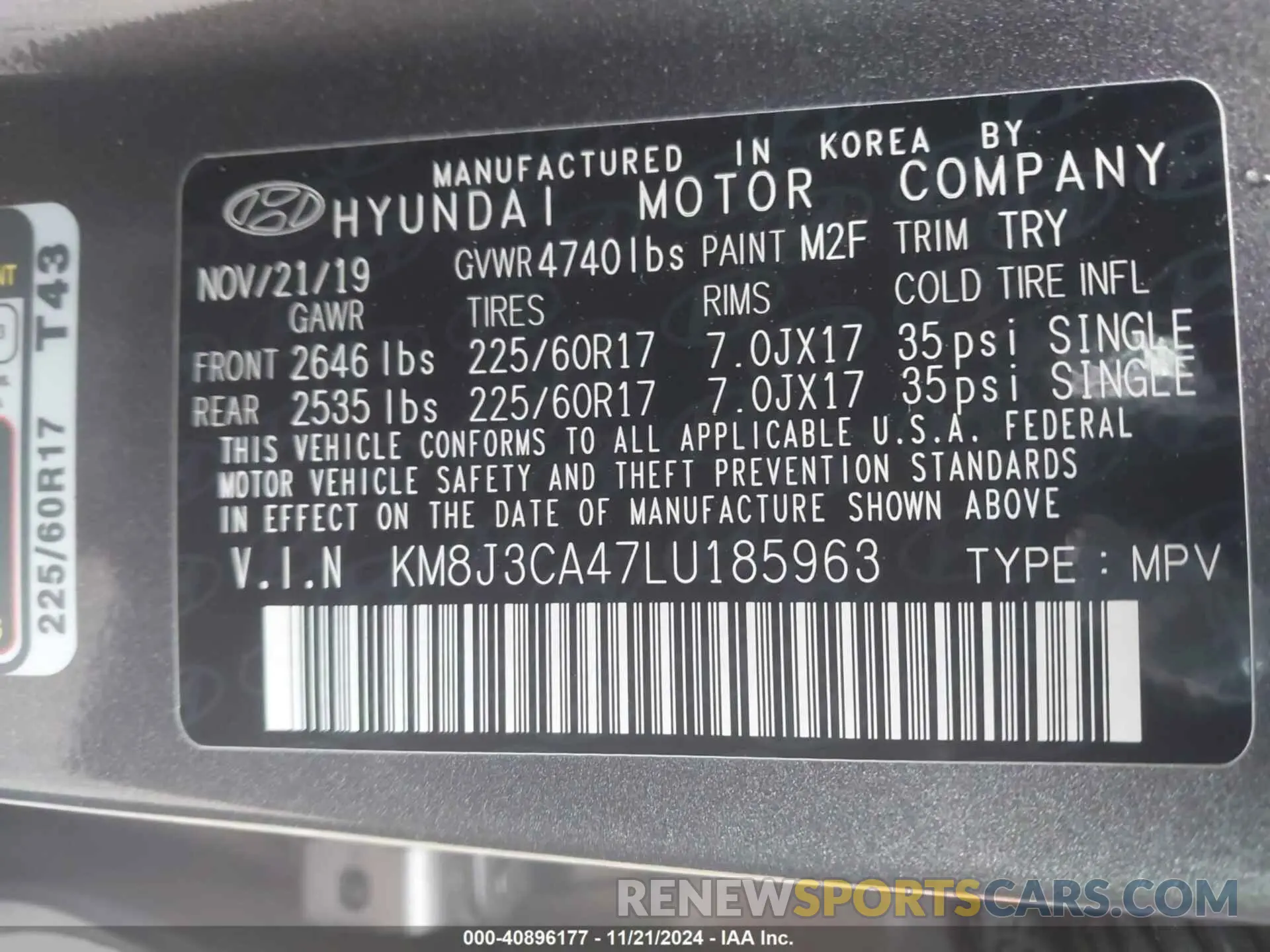 9 Photograph of a damaged car KM8J3CA47LU185963 HYUNDAI TUCSON 2020