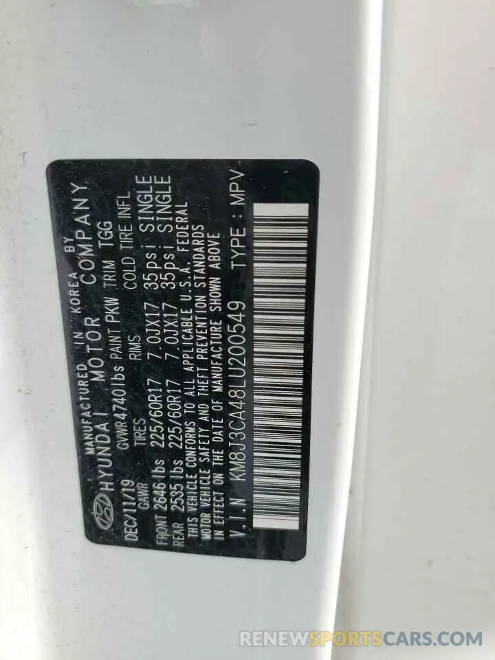13 Photograph of a damaged car KM8J3CA48LU200549 HYUNDAI TUCSON 2020