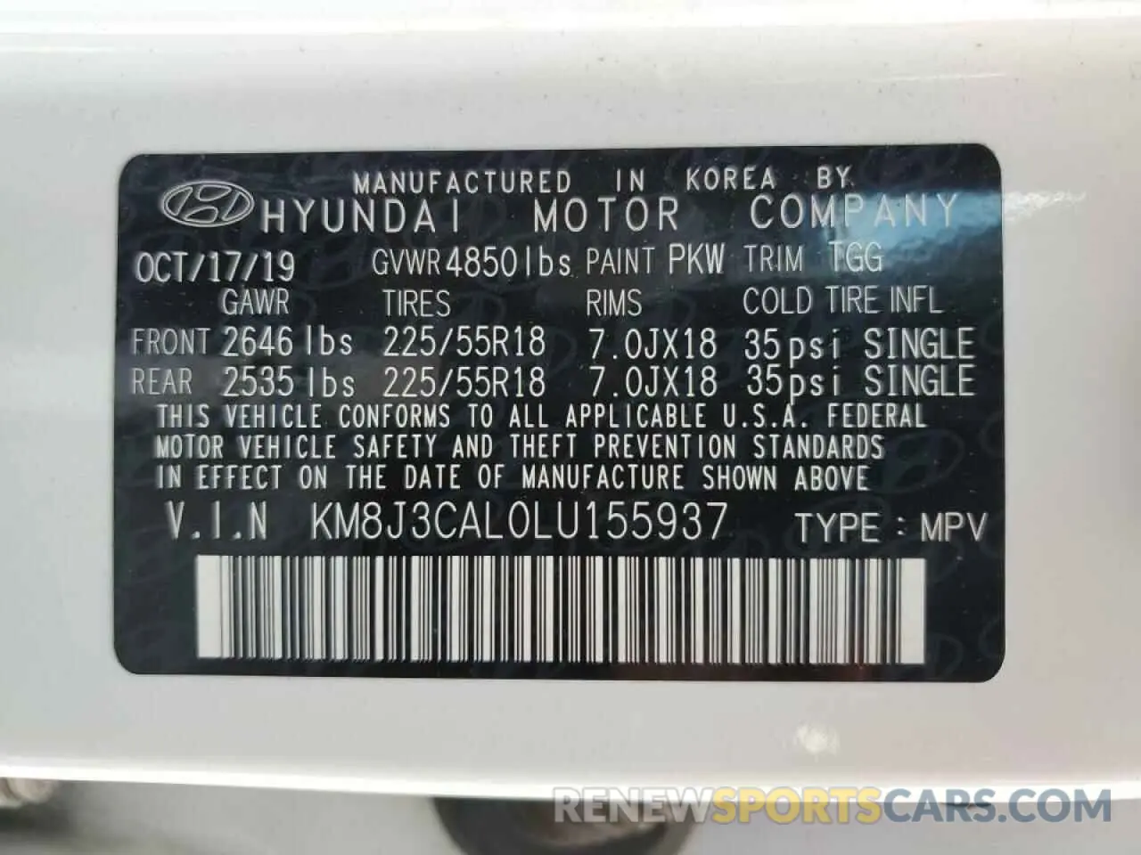 13 Фотография поврежденного автомобиля KM8J3CAL0LU155937 HYUNDAI TUCSON 2020