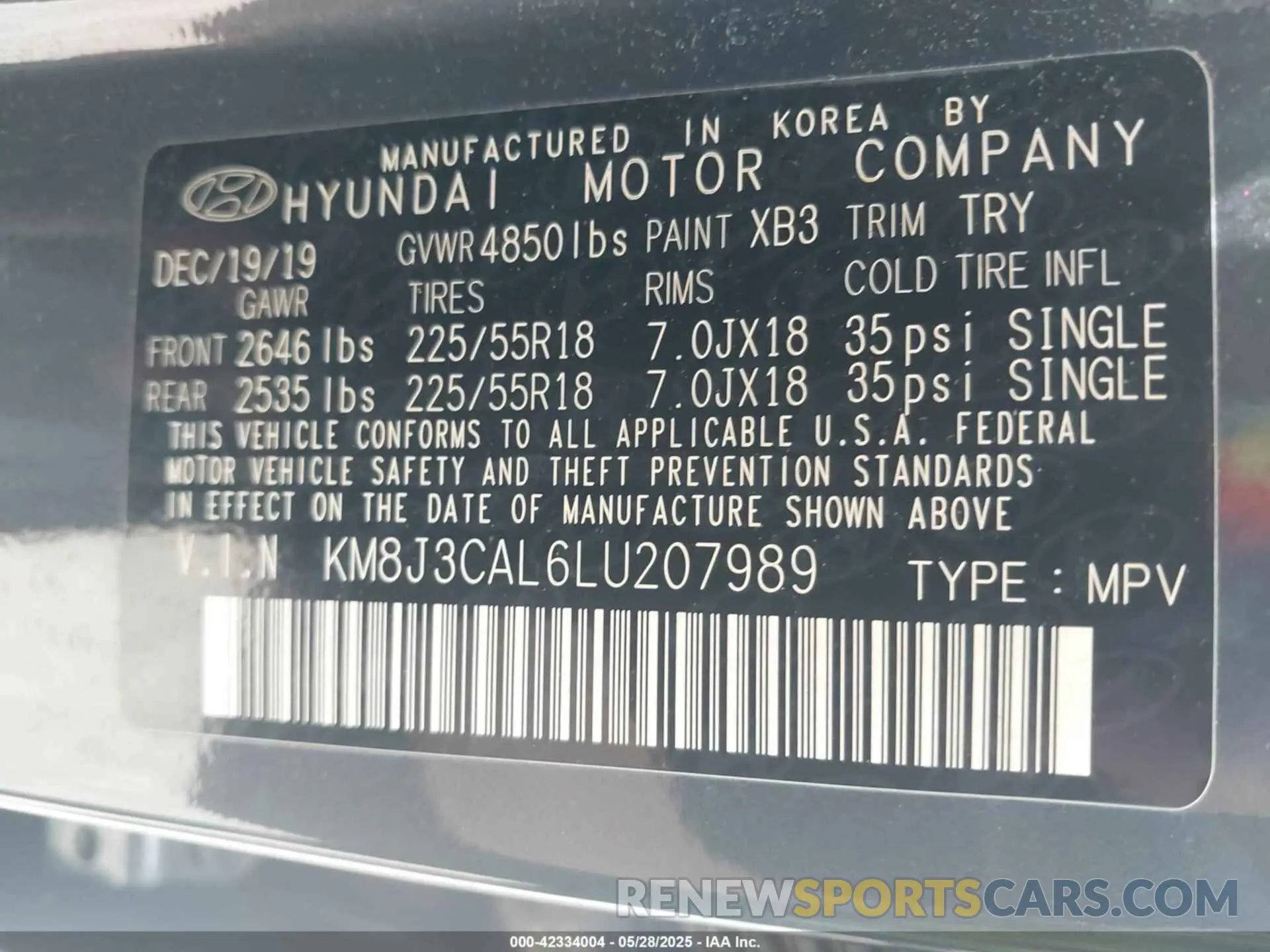 9 Photograph of a damaged car KM8J3CAL6LU207989 HYUNDAI TUCSON 2020