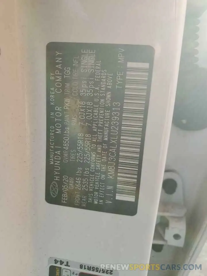 13 Photograph of a damaged car KM8J3CALXLU239313 HYUNDAI TUCSON 2020