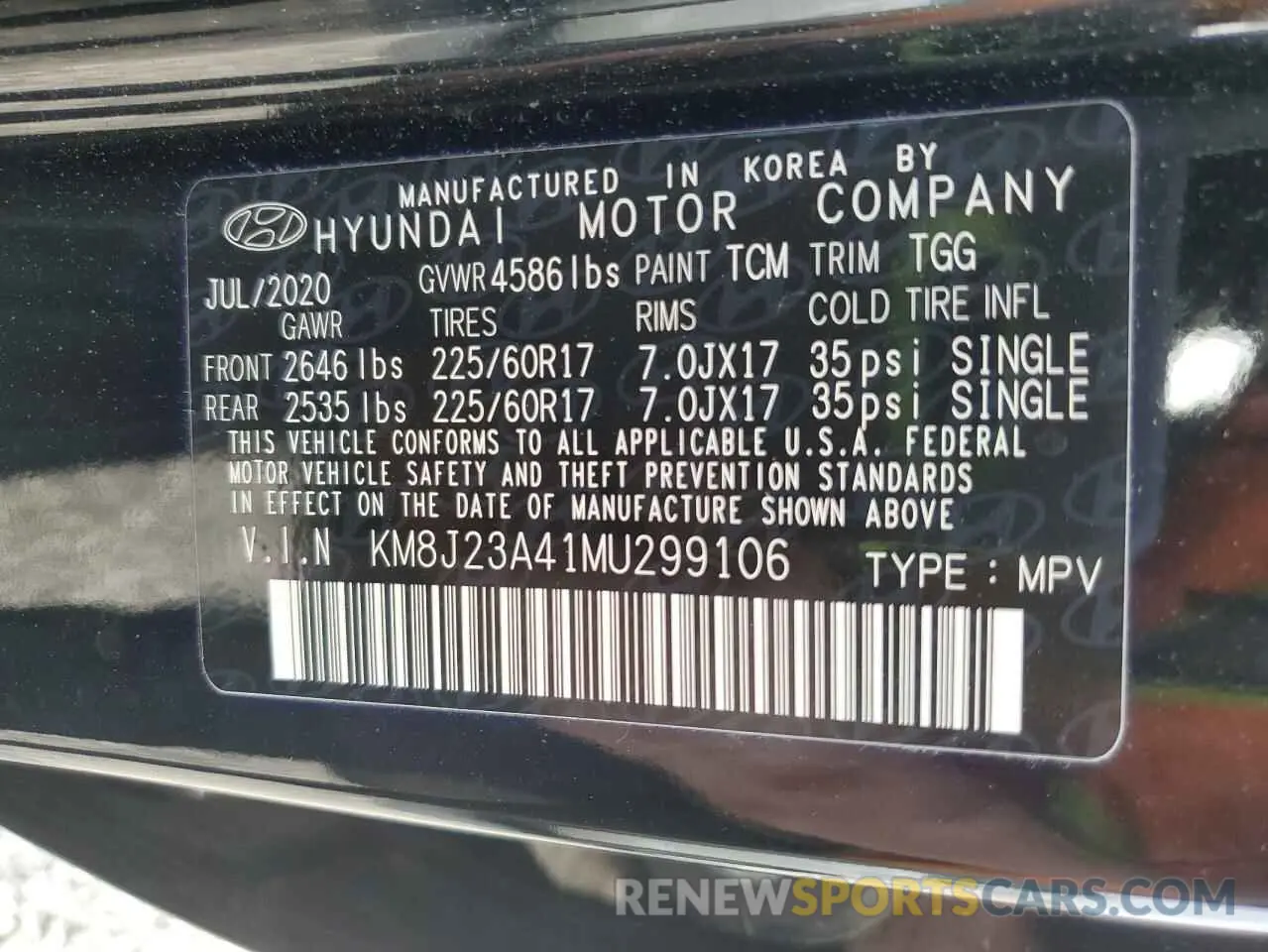 13 Photograph of a damaged car KM8J23A41MU299106 HYUNDAI TUCSON 2021
