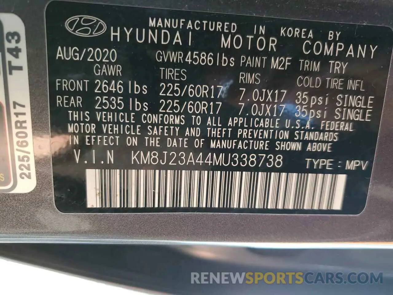 13 Photograph of a damaged car KM8J23A44MU338738 HYUNDAI TUCSON 2021