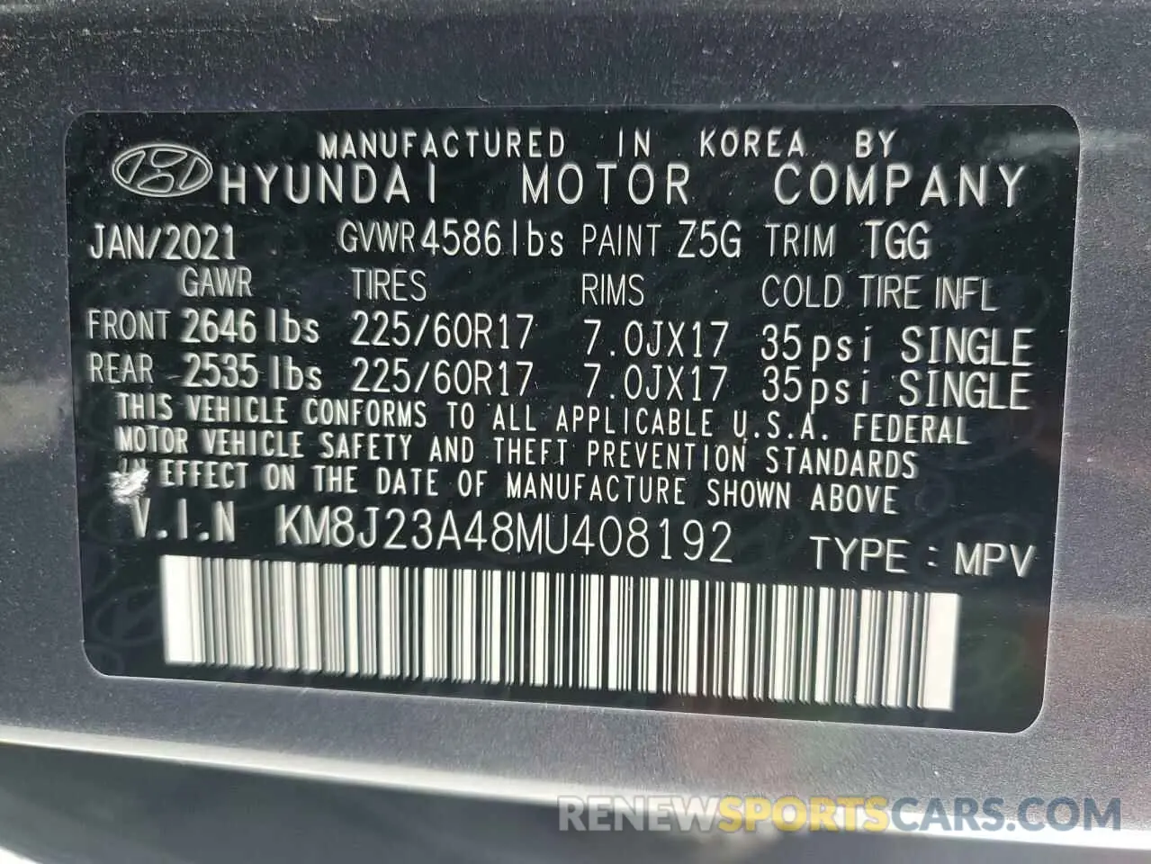 14 Photograph of a damaged car KM8J23A48MU408192 HYUNDAI TUCSON 2021