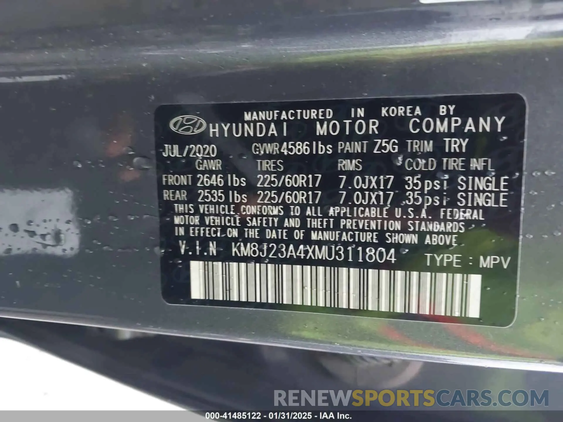 9 Фотография поврежденного автомобиля KM8J23A4XMU311804 HYUNDAI TUCSON 2021