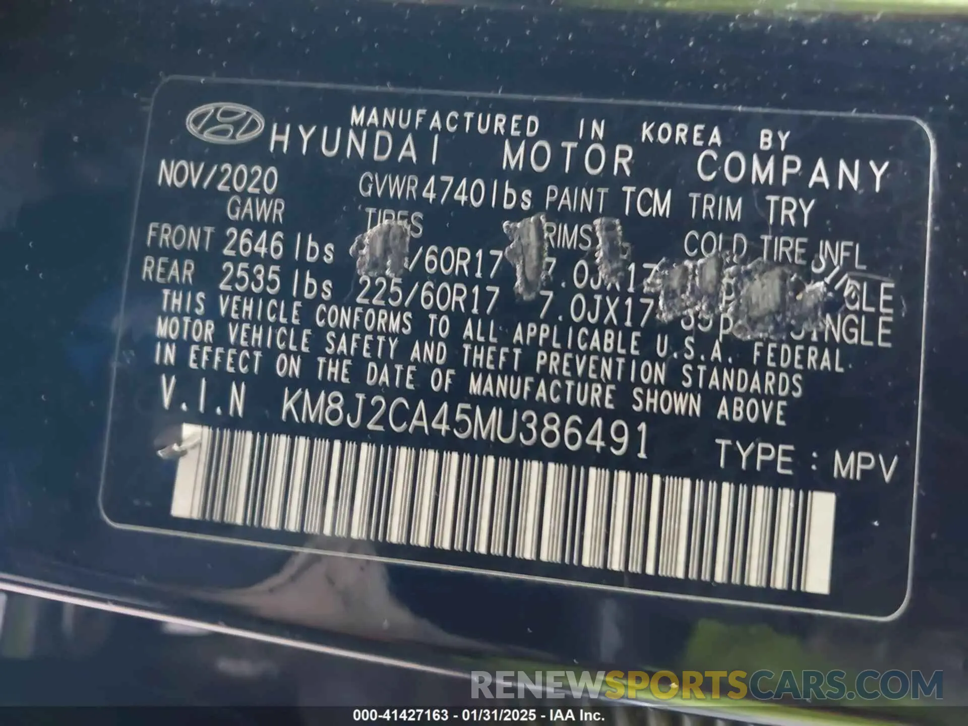 9 Photograph of a damaged car KM8J2CA45MU386491 HYUNDAI TUCSON 2021