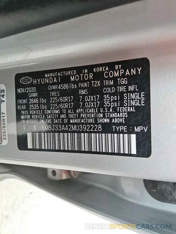 13 Photograph of a damaged car KM8J33A42MU392228 HYUNDAI TUCSON 2021