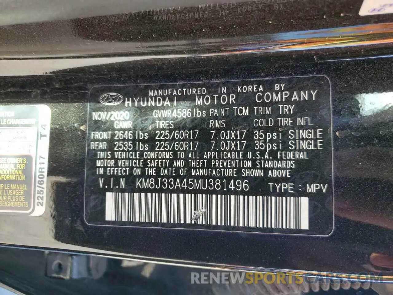15 Photograph of a damaged car KM8J33A45MU381496 HYUNDAI TUCSON 2021