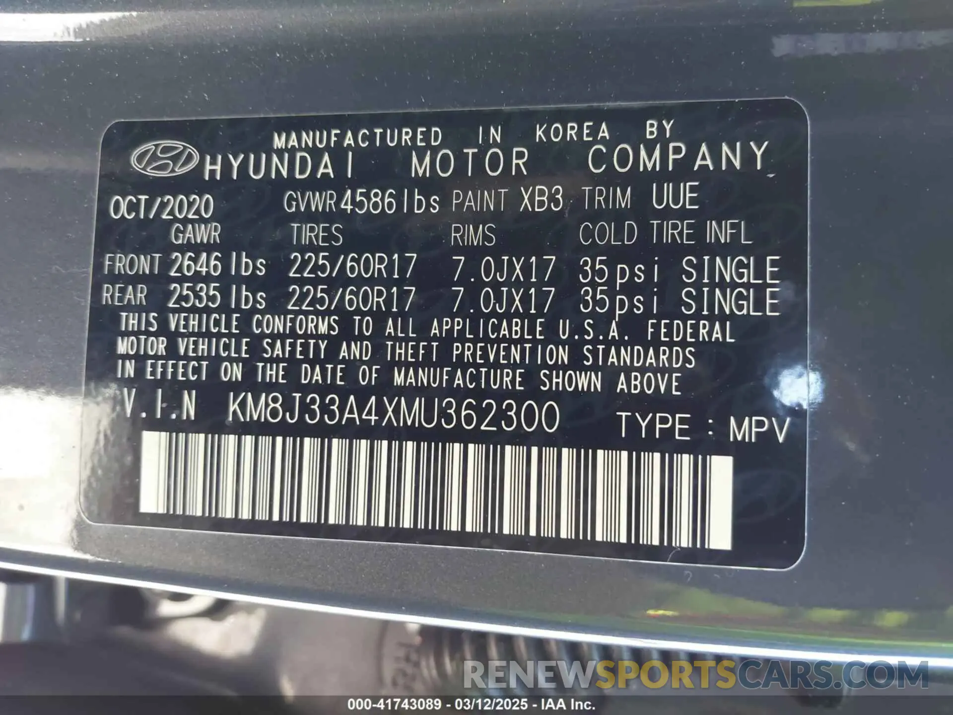 9 Фотография поврежденного автомобиля KM8J33A4XMU362300 HYUNDAI TUCSON 2021