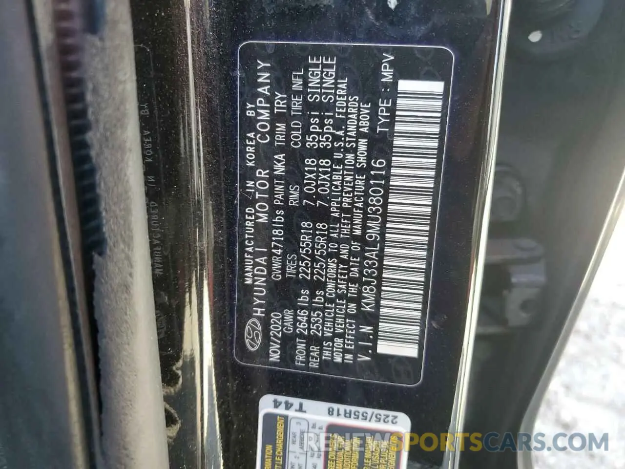 14 Photograph of a damaged car KM8J33AL9MU380116 HYUNDAI TUCSON 2021