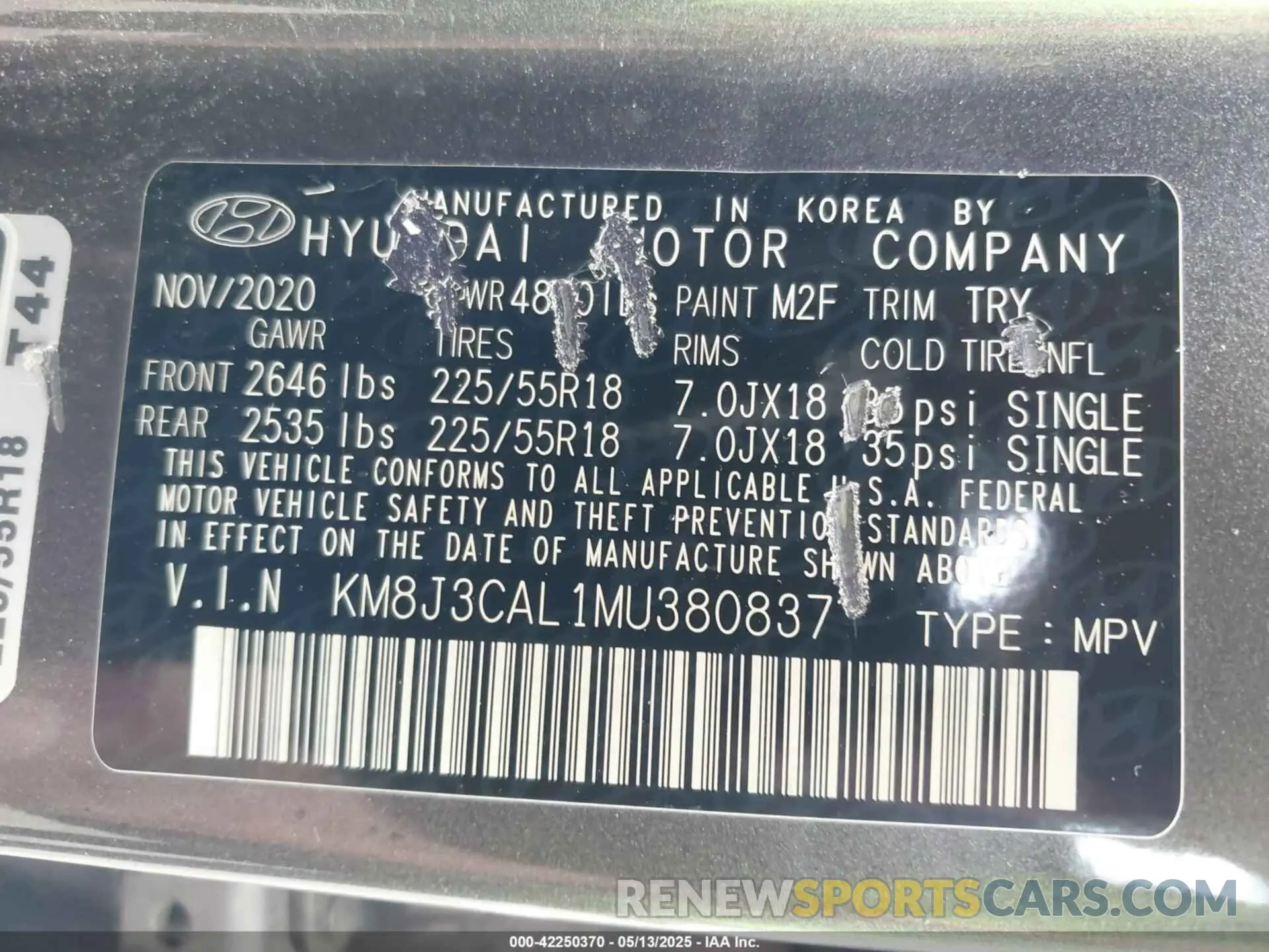9 Фотография поврежденного автомобиля KM8J3CAL1MU380837 HYUNDAI TUCSON 2021