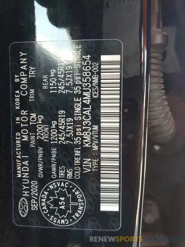 12 Photograph of a damaged car KM8J3CAL4MU358654 HYUNDAI TUCSON 2021