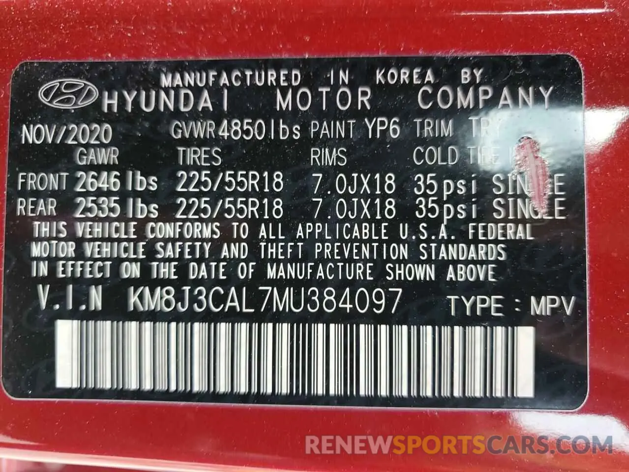 14 Photograph of a damaged car KM8J3CAL7MU384097 HYUNDAI TUCSON 2021