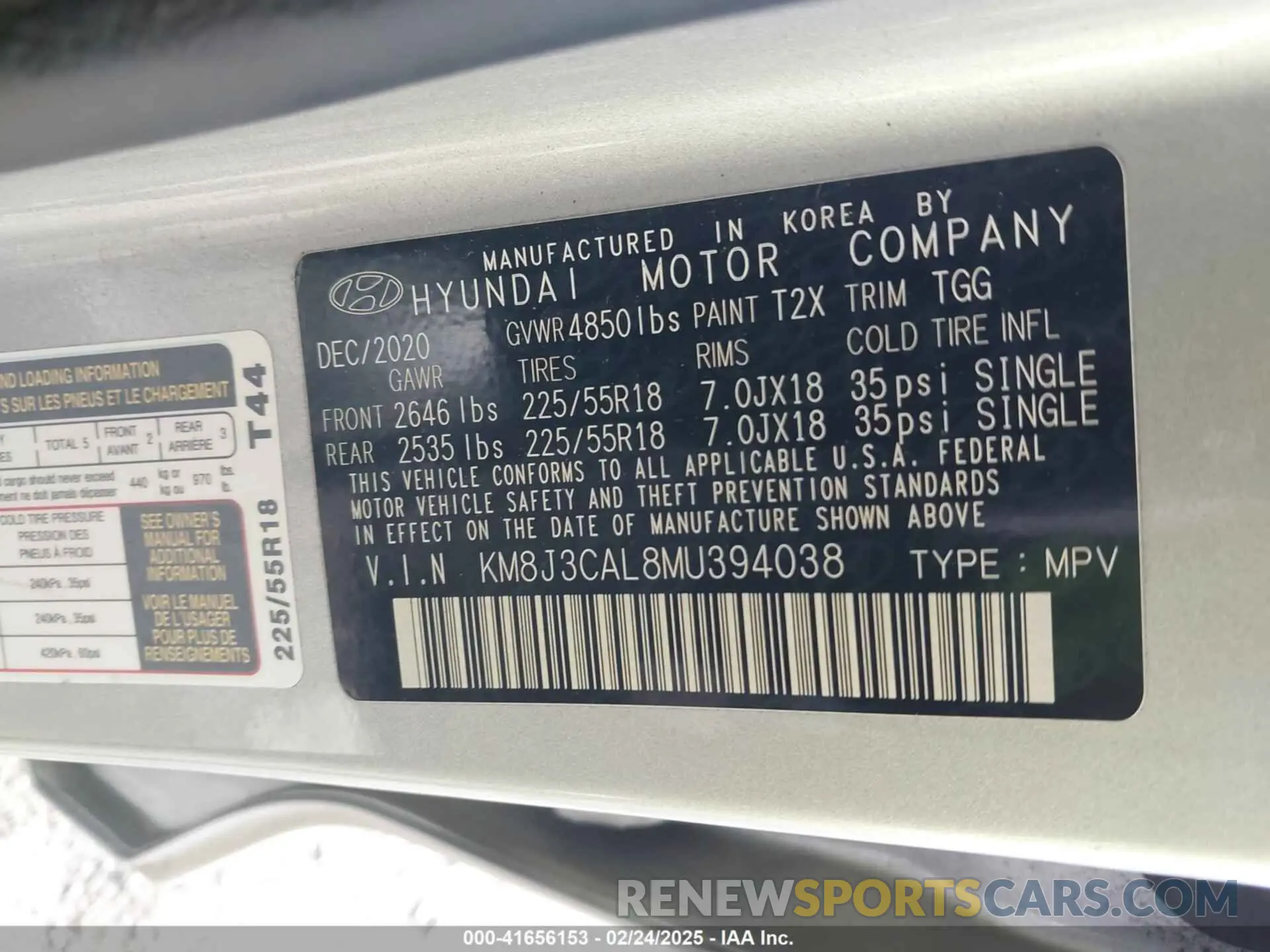 9 Фотография поврежденного автомобиля KM8J3CAL8MU394038 HYUNDAI TUCSON 2021