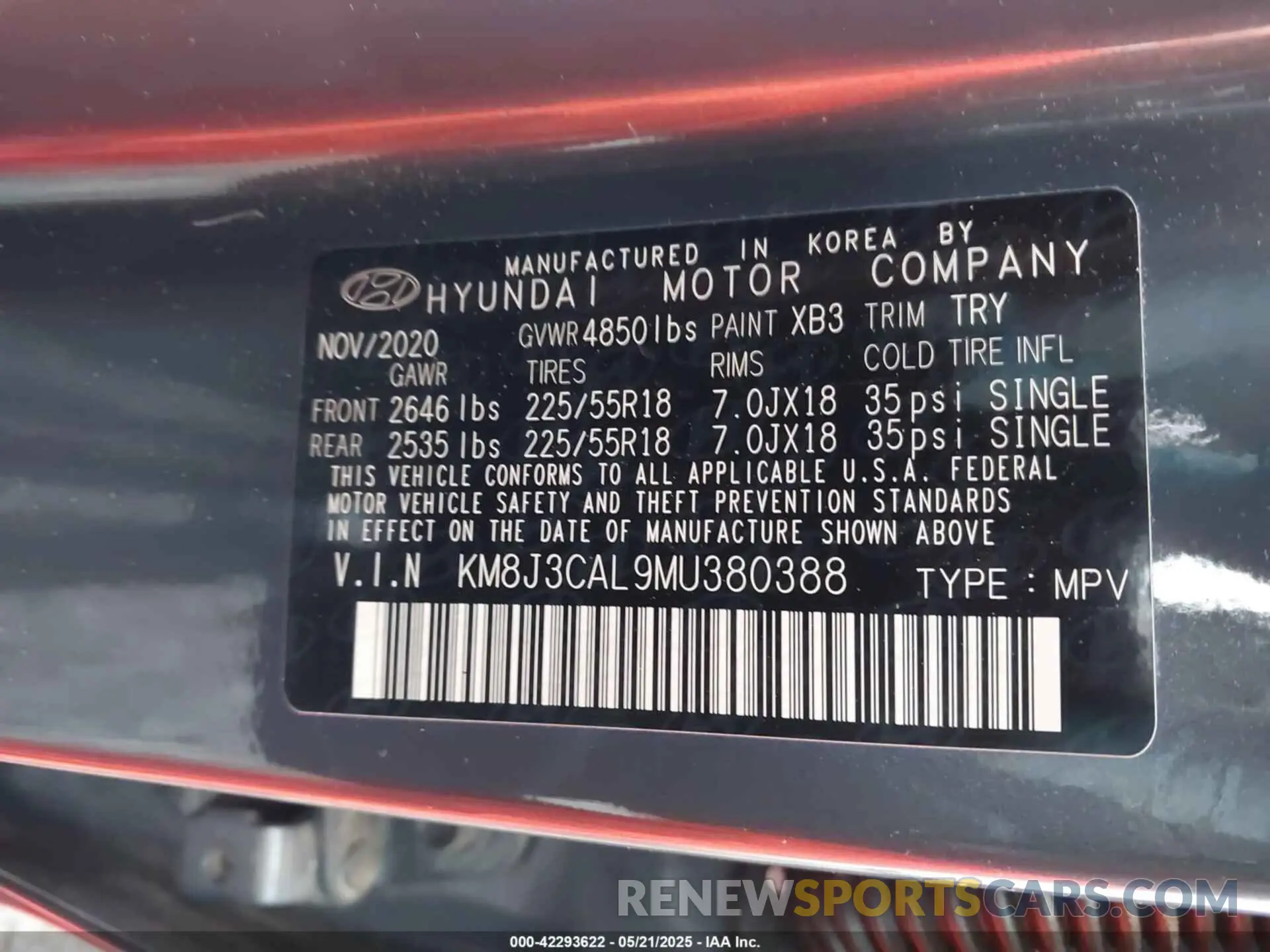 9 Photograph of a damaged car KM8J3CAL9MU380388 HYUNDAI TUCSON 2021