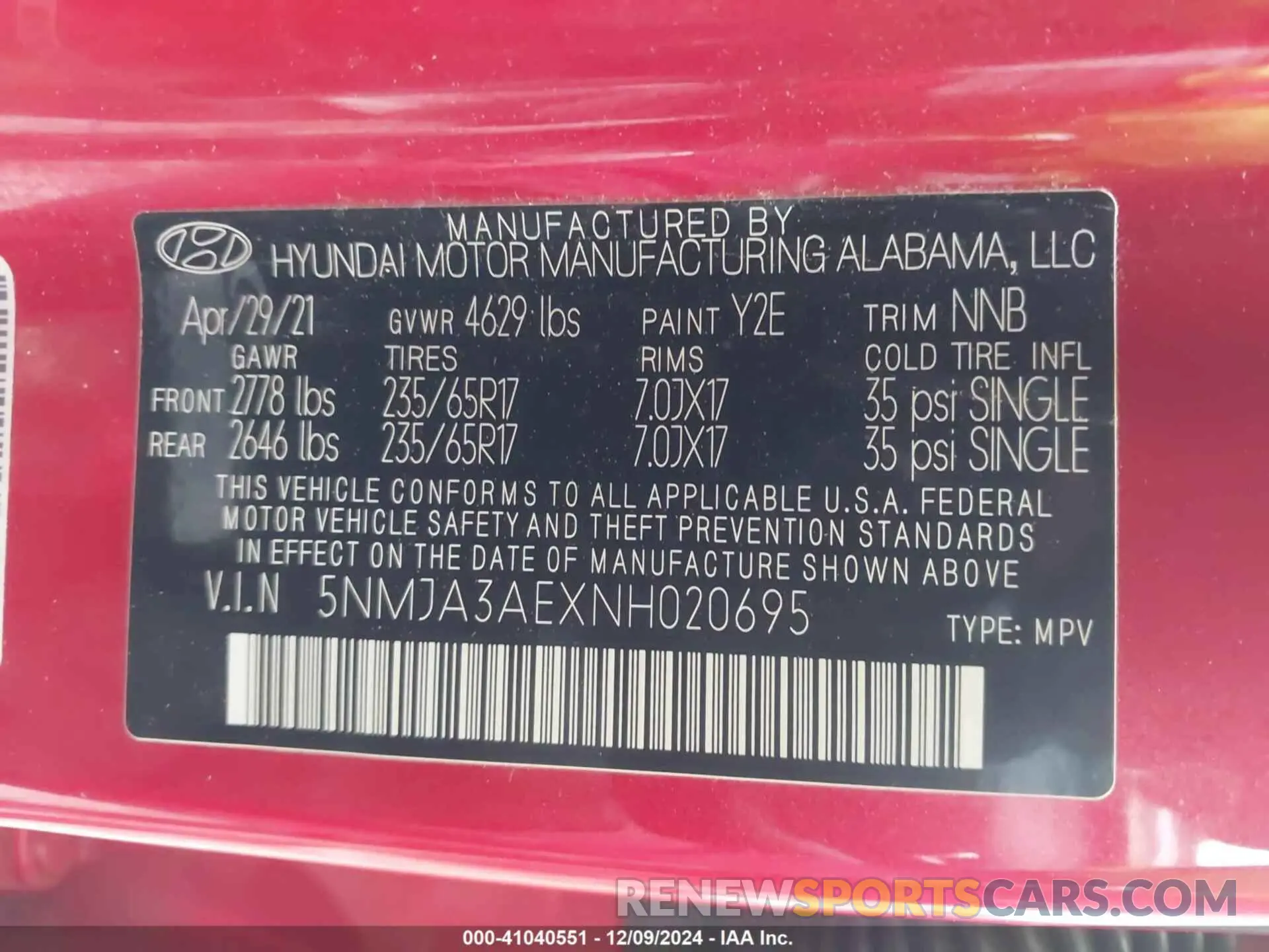 9 Фотография поврежденного автомобиля 5NMJA3AEXNH020695 HYUNDAI TUCSON 2022