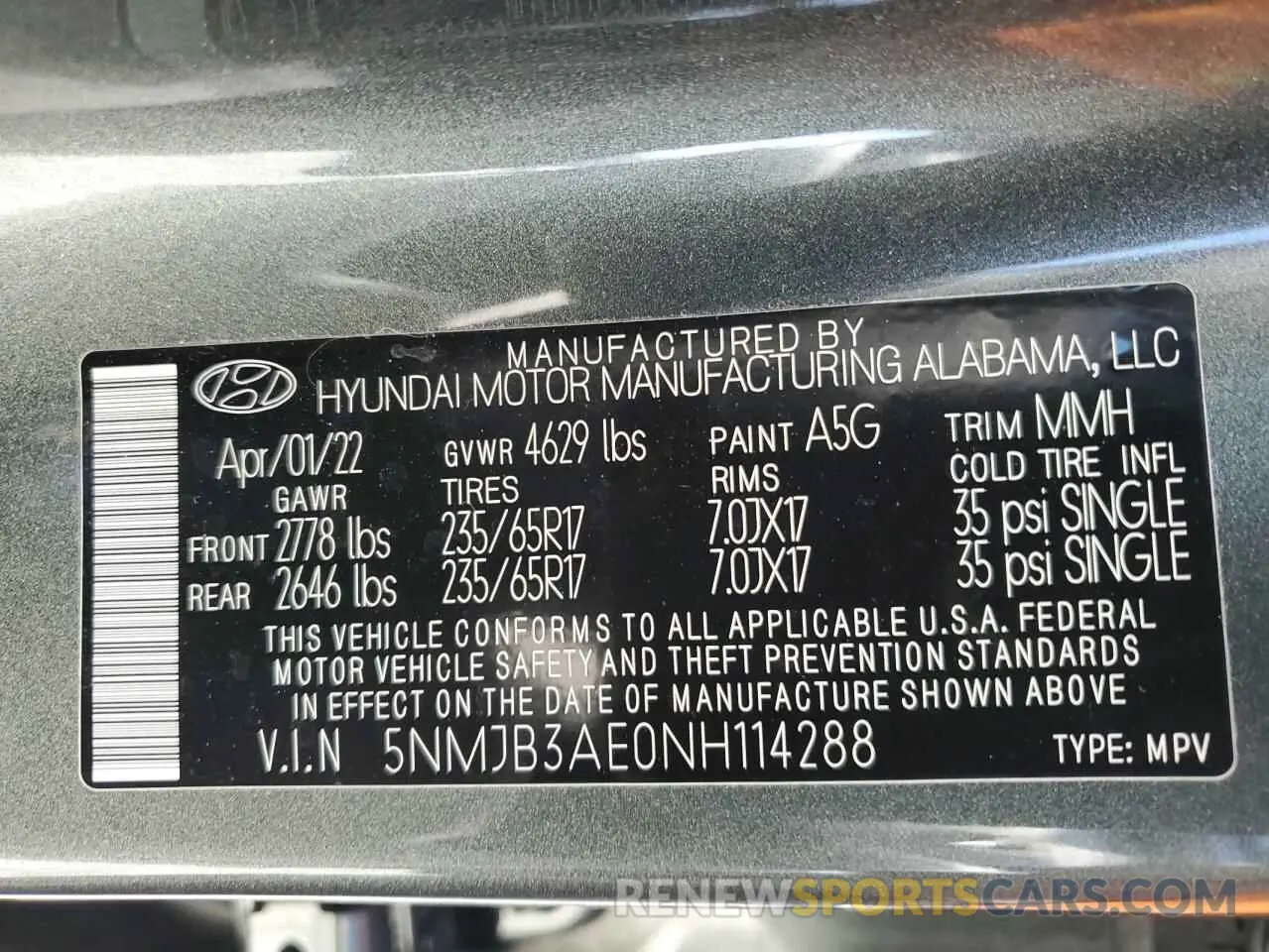 13 Фотография поврежденного автомобиля 5NMJB3AE0NH114288 HYUNDAI TUCSON 2022
