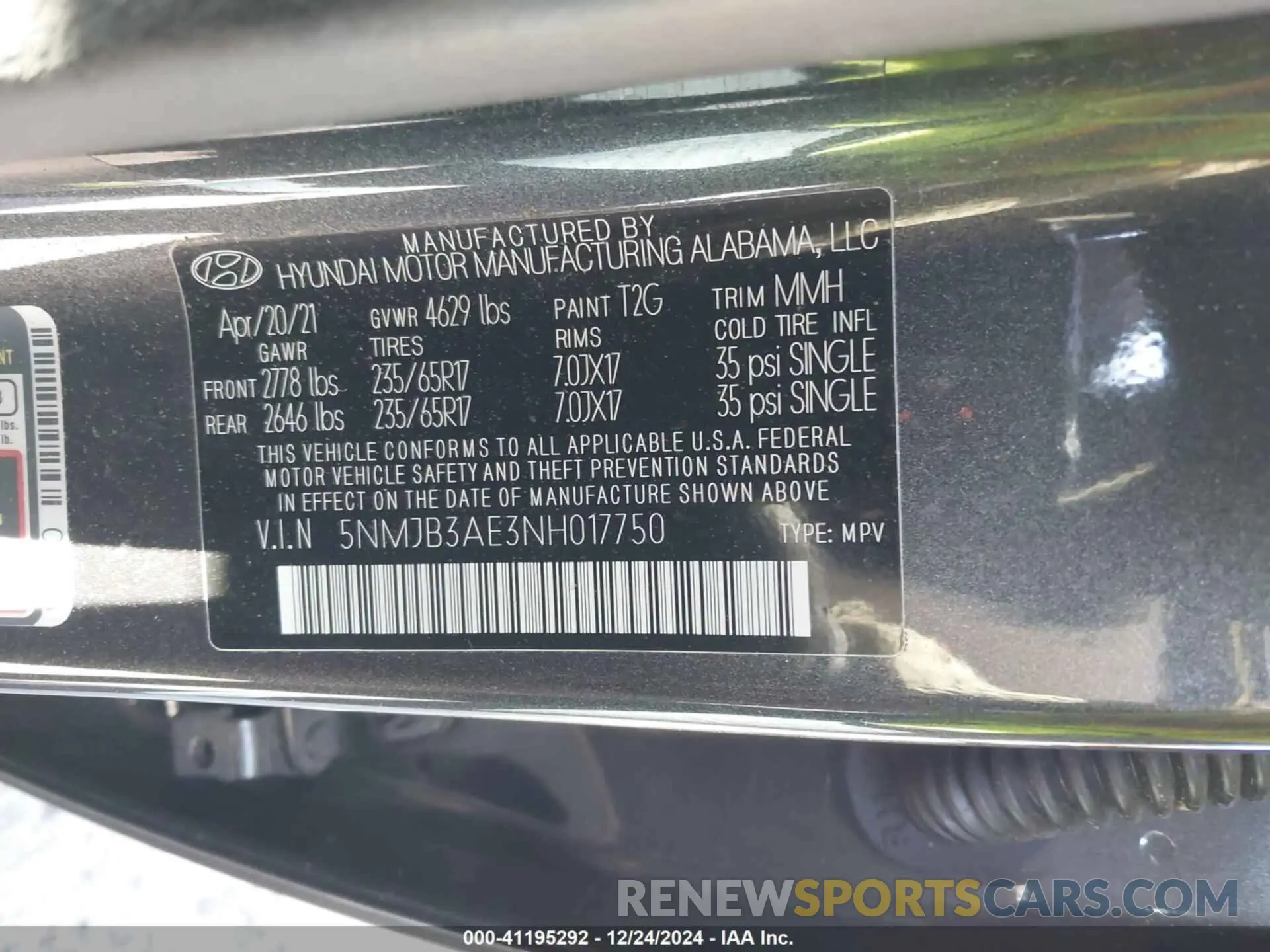 9 Photograph of a damaged car 5NMJB3AE3NH017750 HYUNDAI TUCSON 2022