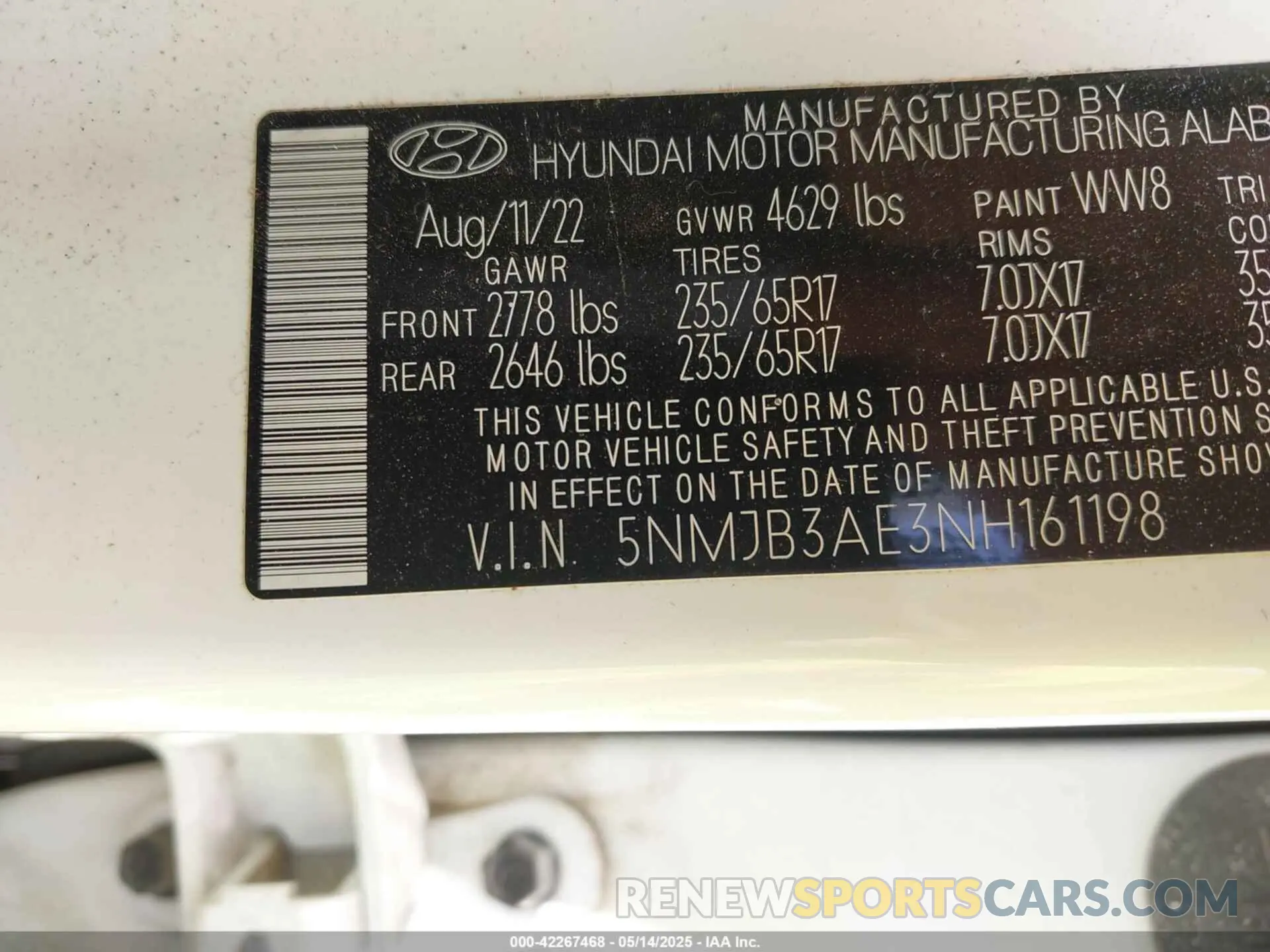 9 Photograph of a damaged car 5NMJB3AE3NH161198 HYUNDAI TUCSON 2022