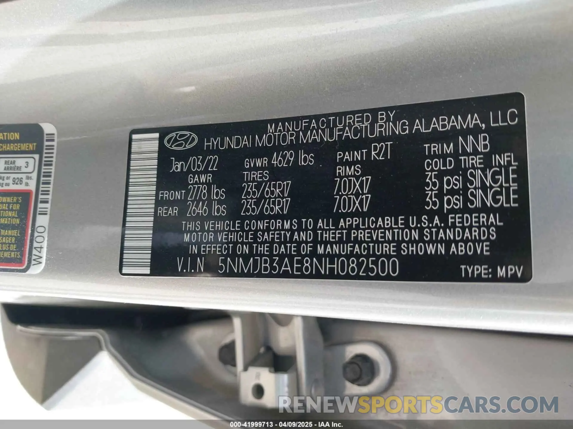 9 Фотография поврежденного автомобиля 5NMJB3AE8NH082500 HYUNDAI TUCSON 2022