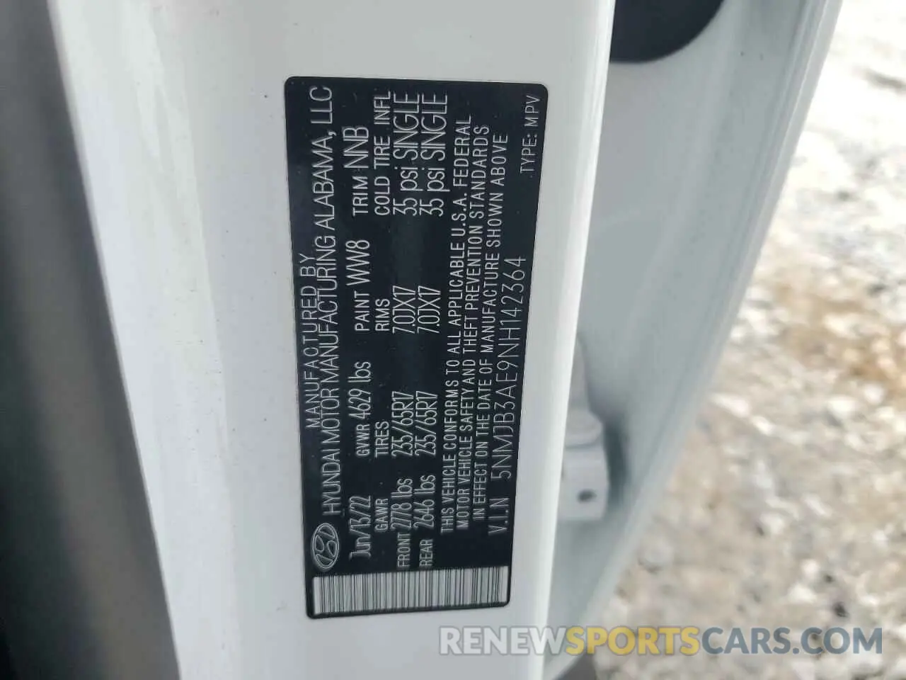 13 Фотография поврежденного автомобиля 5NMJB3AE9NH142364 HYUNDAI TUCSON 2022