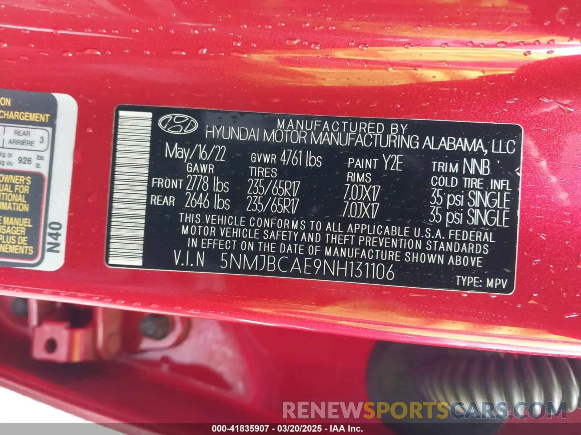 9 Фотография поврежденного автомобиля 5NMJBCAE9NH131106 HYUNDAI TUCSON 2022