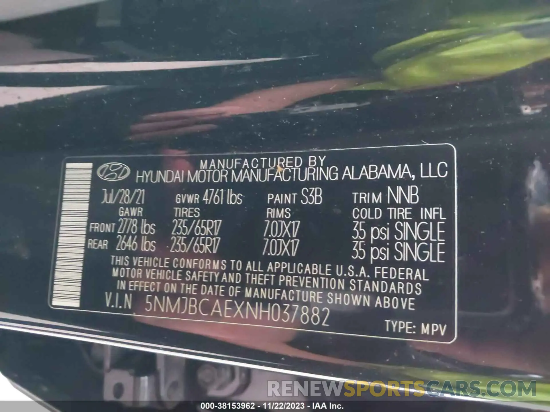 9 Фотография поврежденного автомобиля 5NMJBCAEXNH037882 HYUNDAI TUCSON 2022