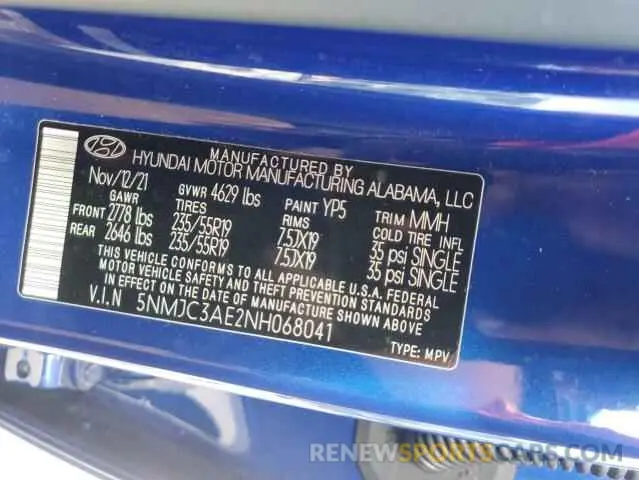12 Фотография поврежденного автомобиля 5NMJC3AE2NH068041 HYUNDAI TUCSON 2022
