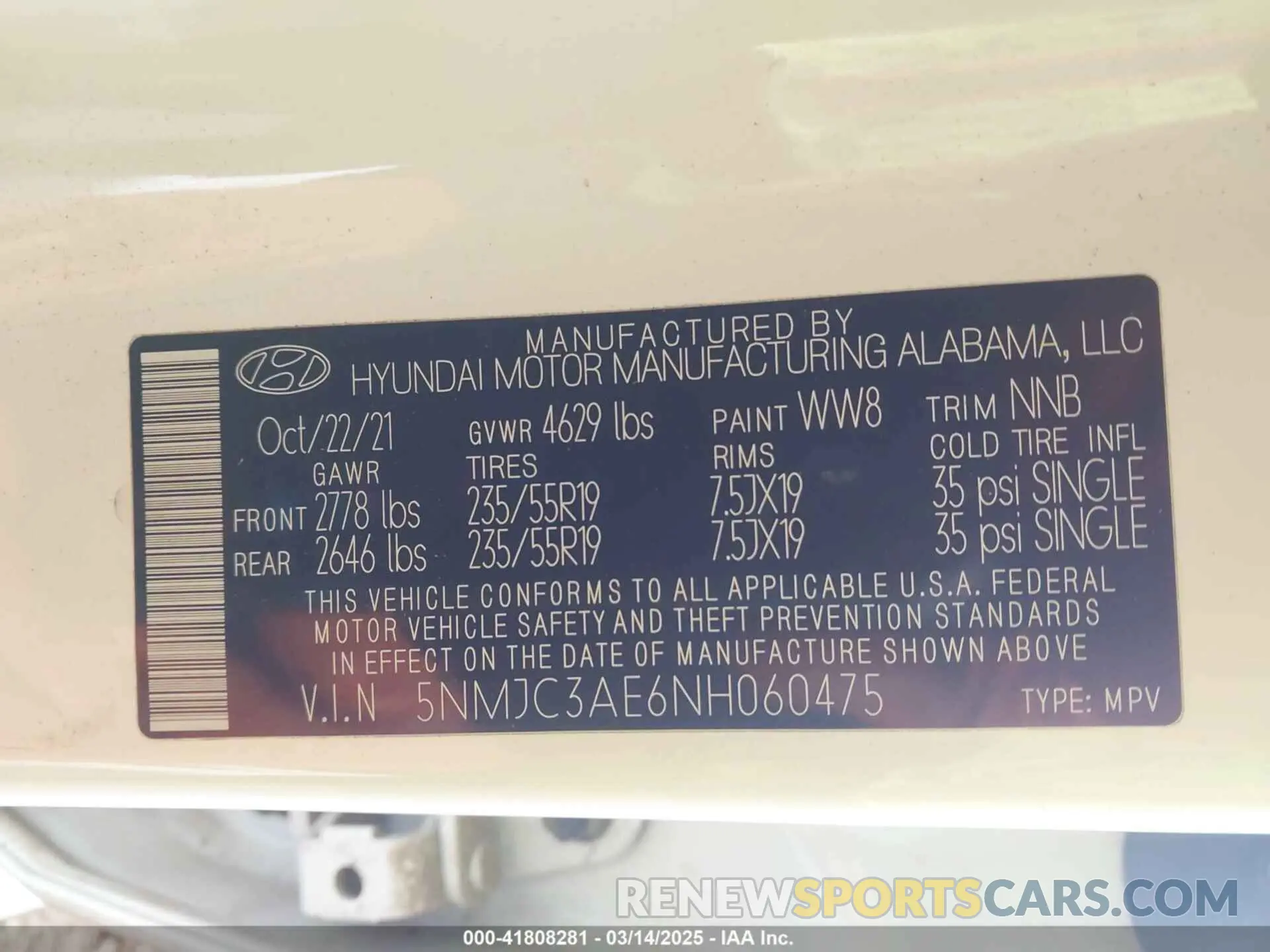 9 Фотография поврежденного автомобиля 5NMJC3AE6NH060475 HYUNDAI TUCSON 2022