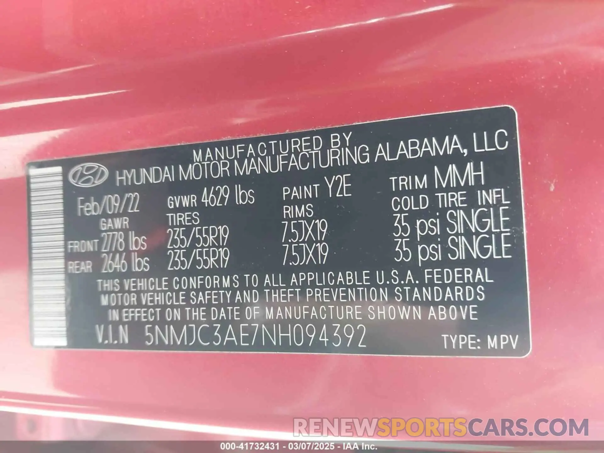 9 Photograph of a damaged car 5NMJC3AE7NH094392 HYUNDAI TUCSON 2022
