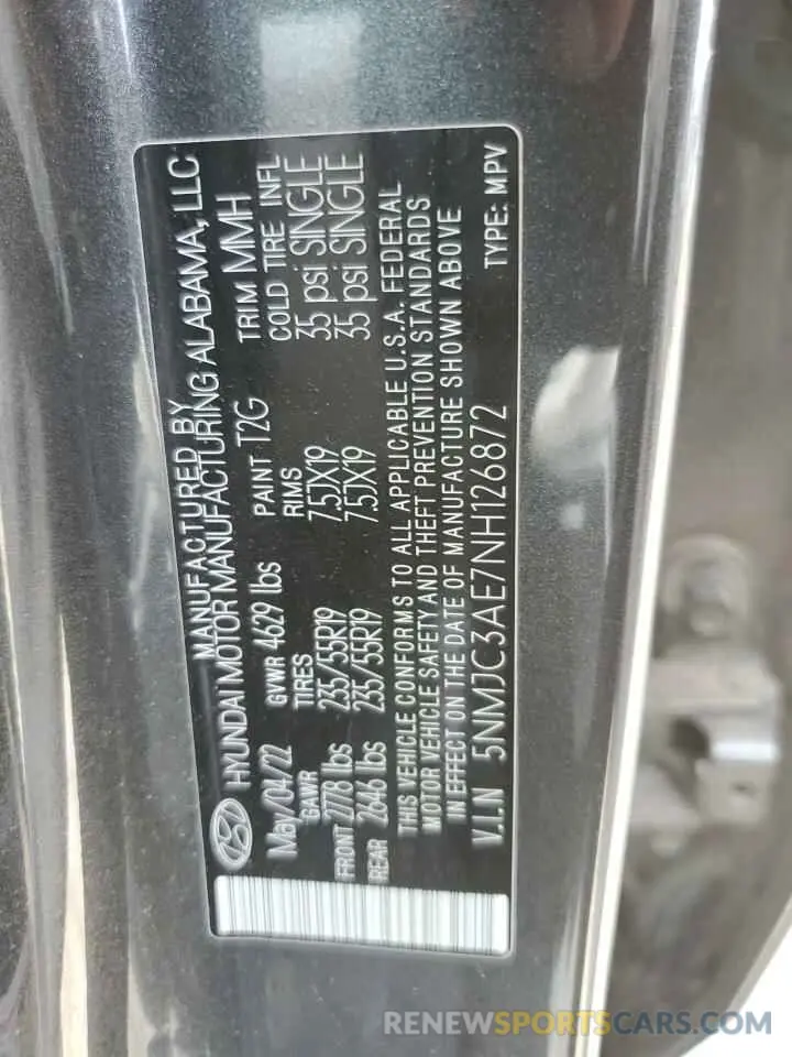 13 Photograph of a damaged car 5NMJC3AE7NH126872 HYUNDAI TUCSON 2022