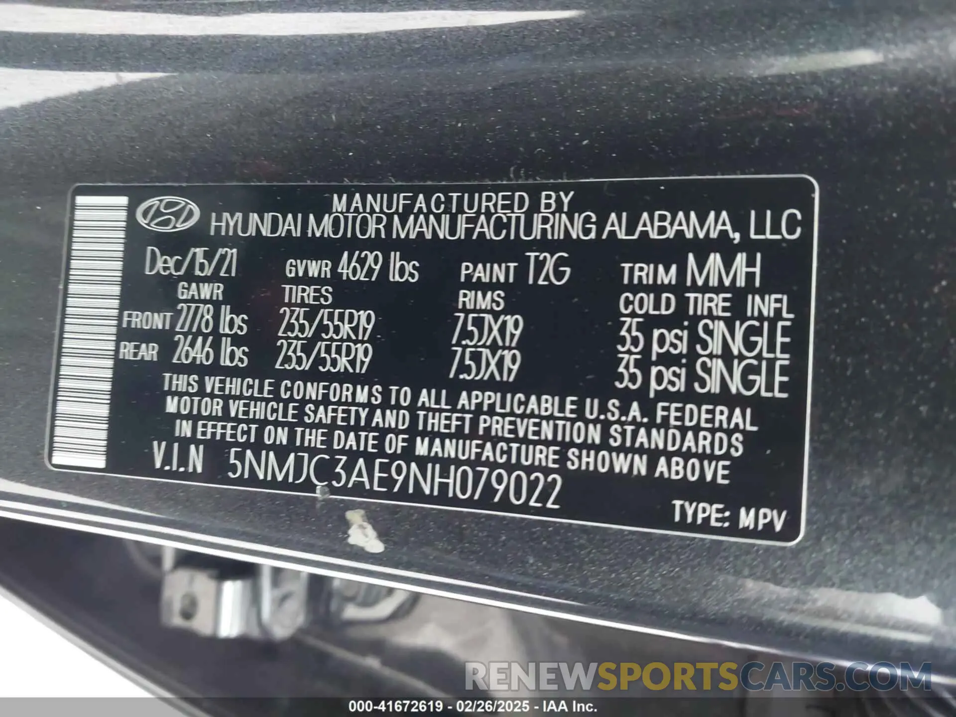 9 Фотография поврежденного автомобиля 5NMJC3AE9NH079022 HYUNDAI TUCSON 2022