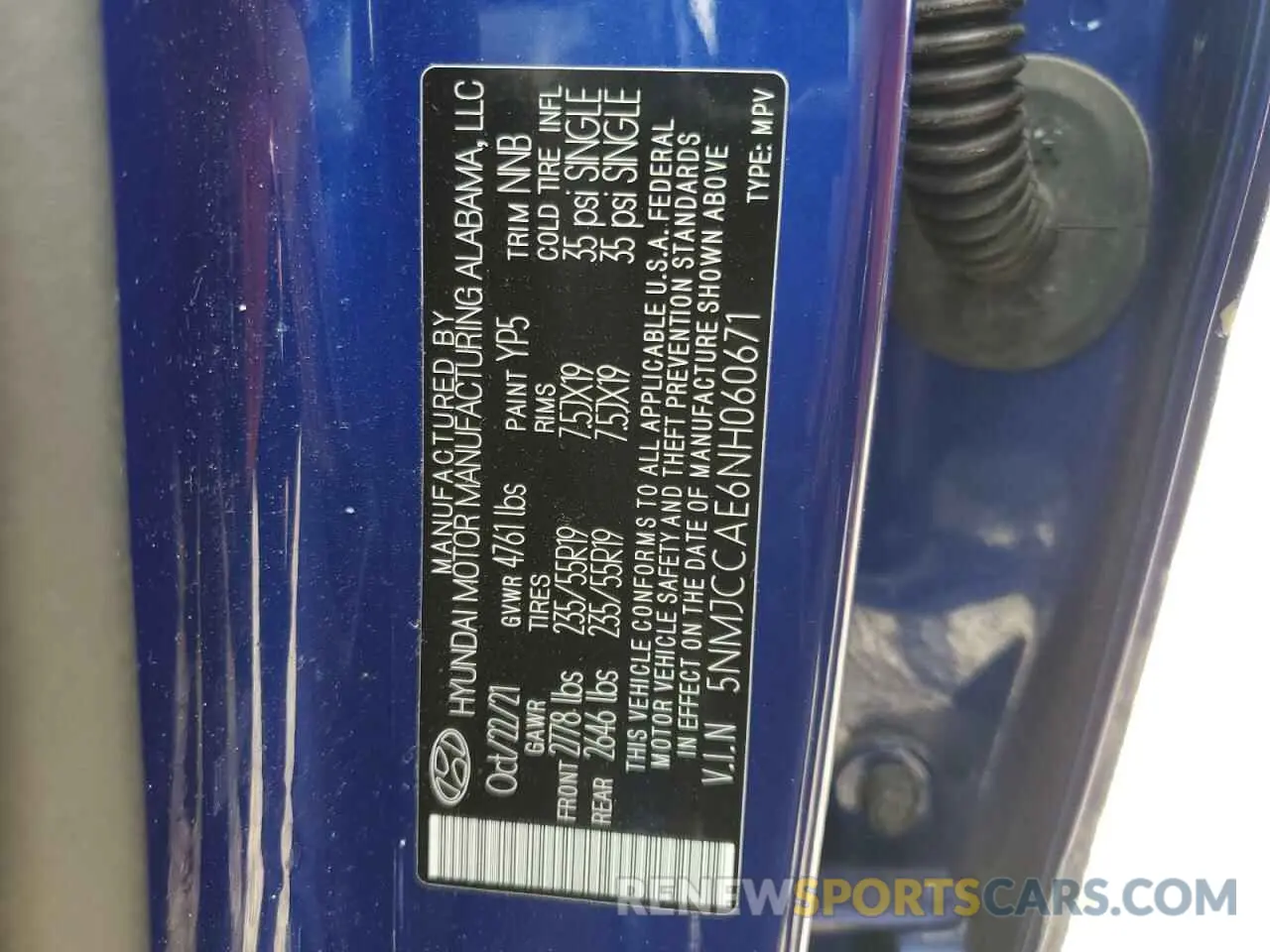 14 Photograph of a damaged car 5NMJCCAE6NH060671 HYUNDAI TUCSON 2022