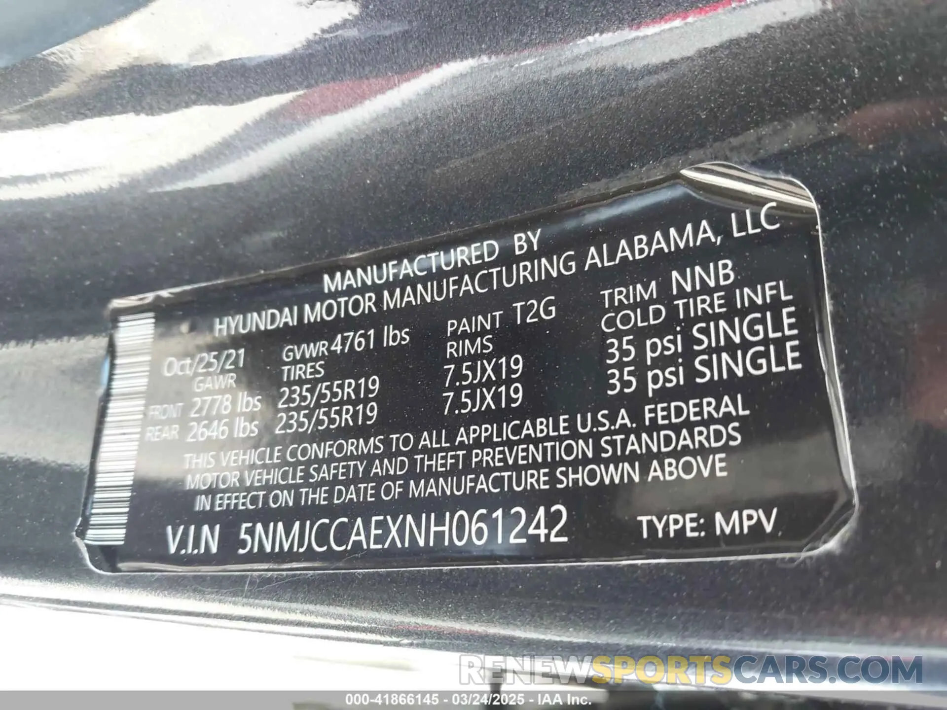 9 Фотография поврежденного автомобиля 5NMJCCAEXNH061242 HYUNDAI TUCSON 2022