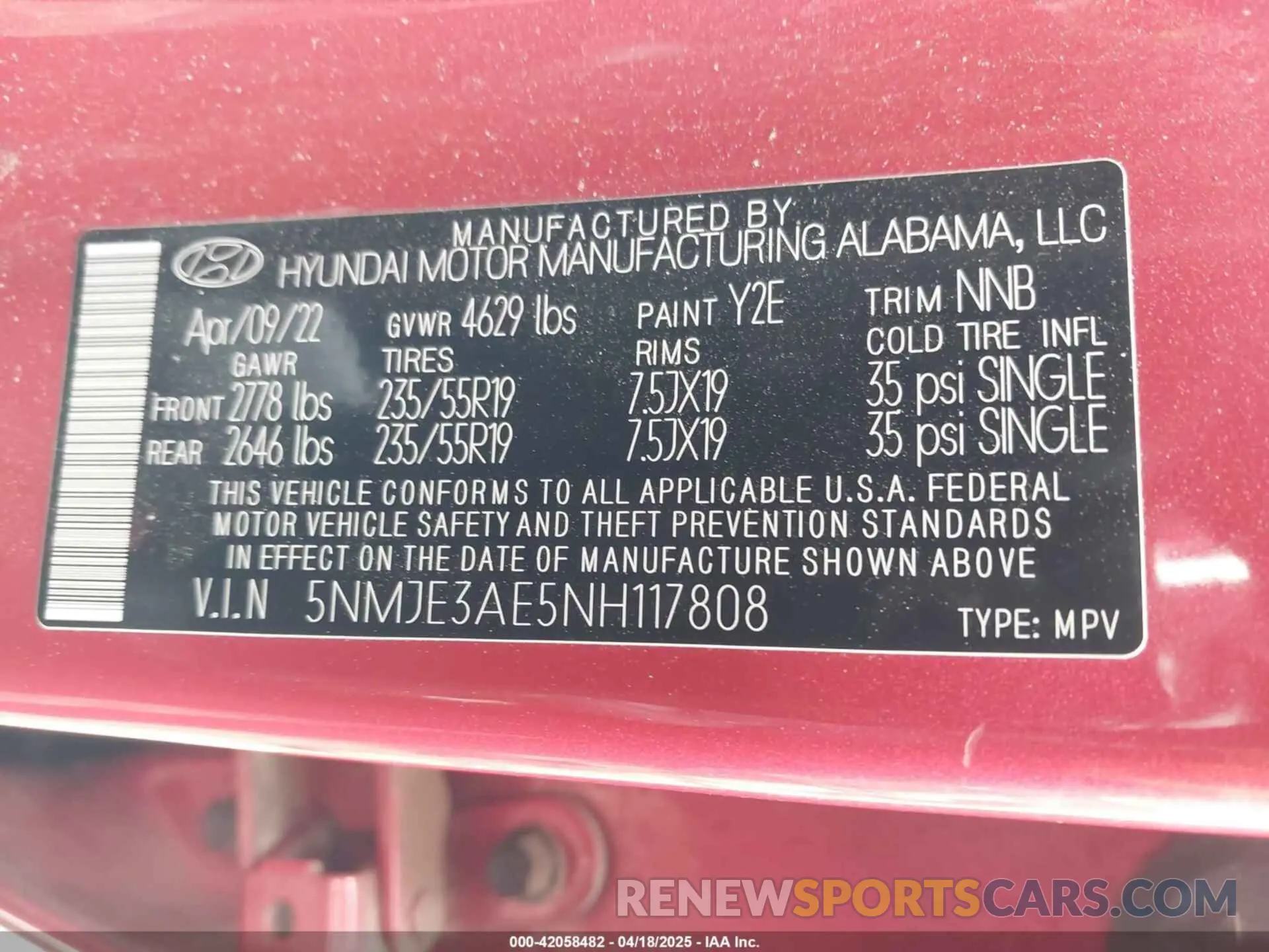 9 Фотография поврежденного автомобиля 5NMJE3AE5NH117808 HYUNDAI TUCSON 2022
