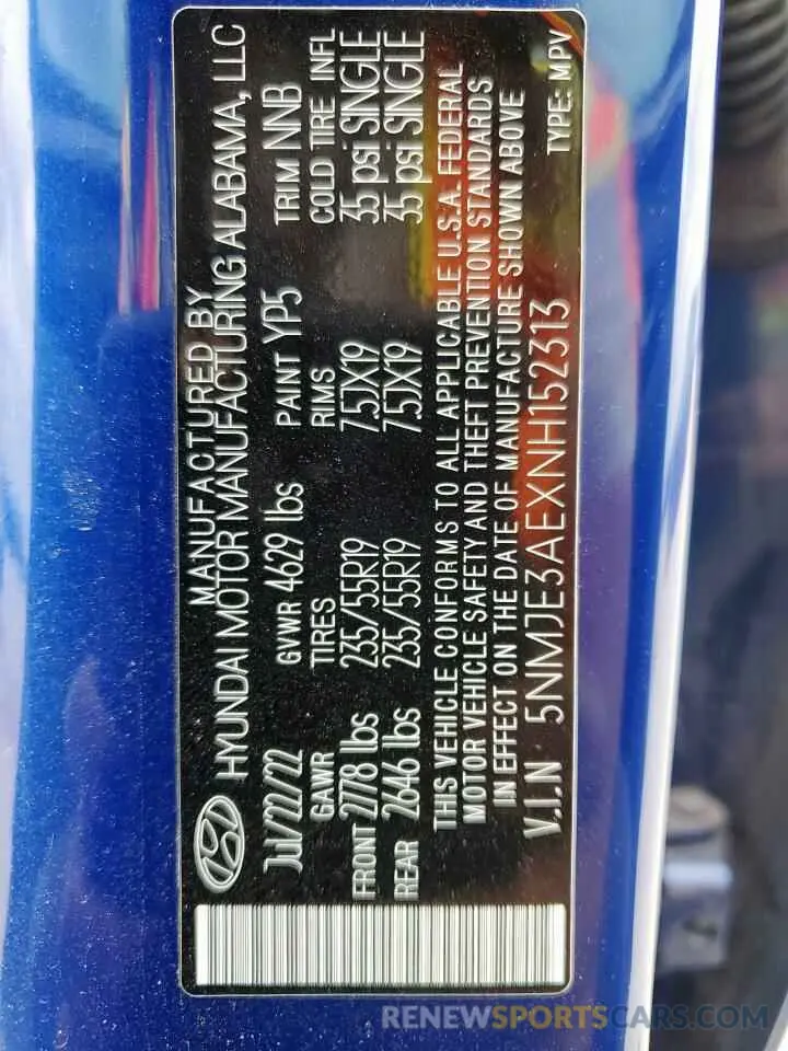 13 Фотография поврежденного автомобиля 5NMJE3AEXNH152313 HYUNDAI TUCSON 2022